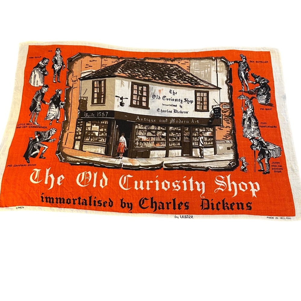Vintage Ulster Linen Tea Towel The Old Curiosity Shop Charles Dickens Ireland